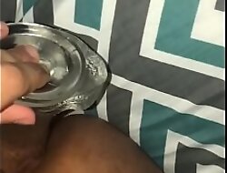 Sordid slut plays with clear dildo after top cancels